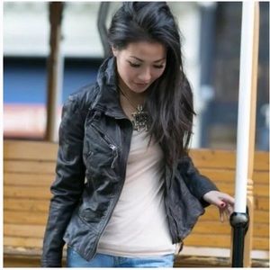 All Saints • Belvedere Leather Moto Jacket in Brown